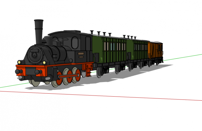 现代风格蒸汽机车火车su模型_图1