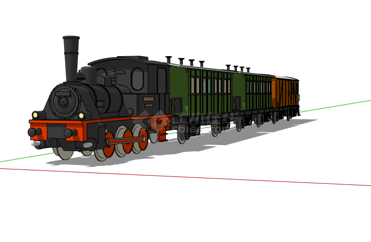 现代风格蒸汽机车火车su模型-图一