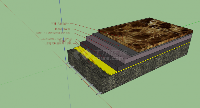 石材垫层水泥膏混凝土su模型-图一