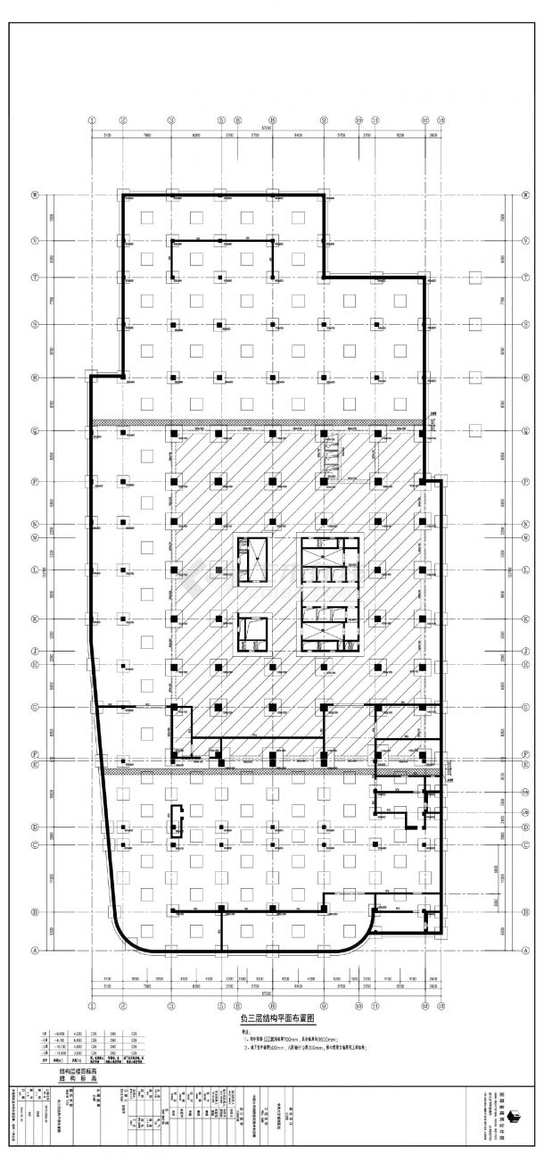 中南大学湘雅医院教学科研楼-结构平面(地下室)CAD图-图二