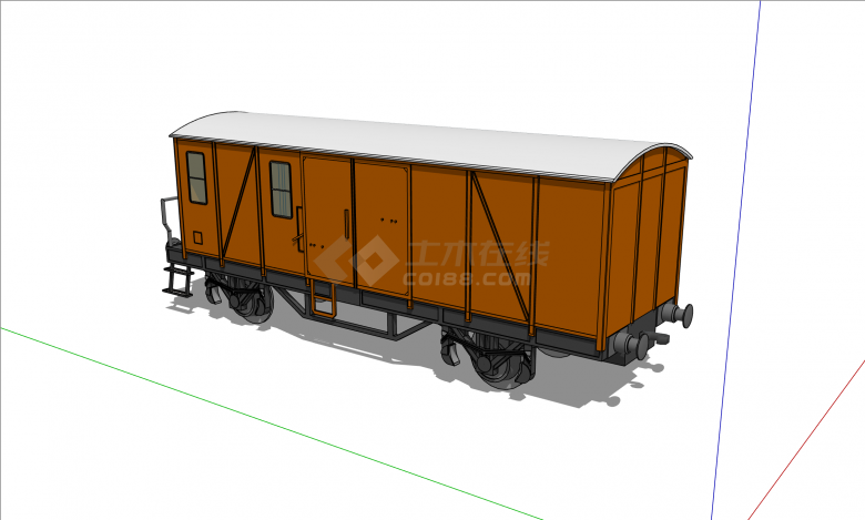 褐色现代风格火车厢su模型-图一