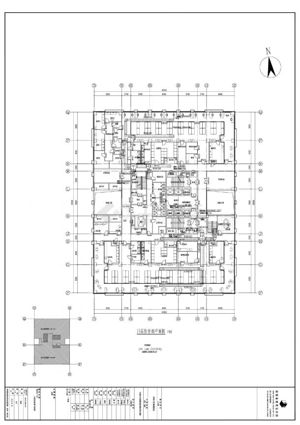 中南大学湘雅医院教学科研楼-地上9～24F通风空调及防排烟平面CAD图-图二