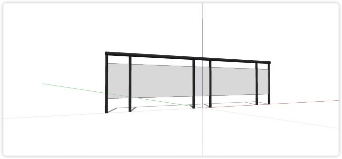 黑色金属框架大小格玻璃栏杆su模型_图1