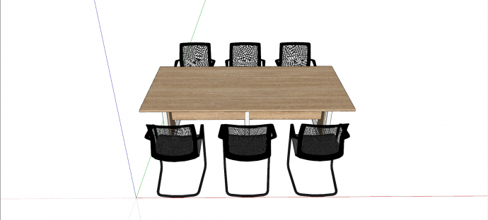 镂空座椅浅棕色纯木办公桌会议桌su模型_图1