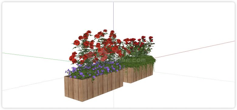 木条拼接结构植物花箱su模型-图二