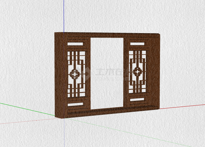 两个褐色中式门窗 su模型-图二