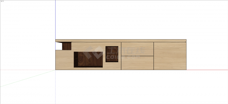 现代大型长方形木质壁柜su模型-图二