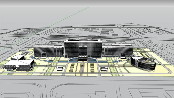 大型现代行政办公楼设计su模型_图1