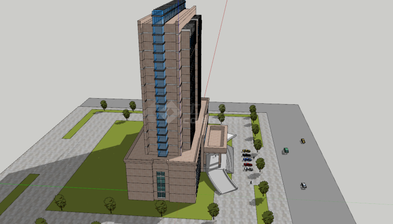 行政办公楼高层建筑su模型-图二