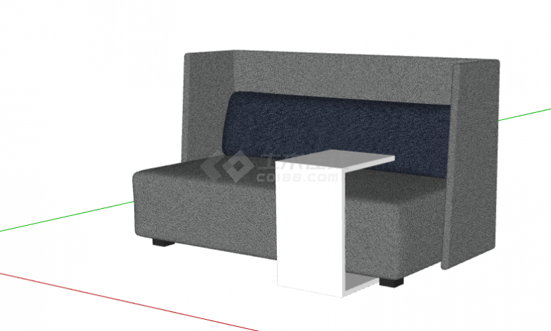 黑色现代沙发茶几休闲椅su模型-图二