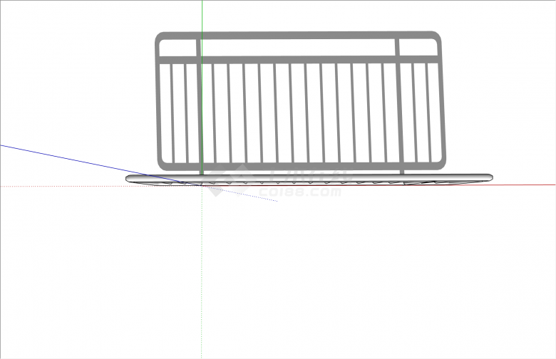 现代竖条不锈钢栏杆su模型-图二