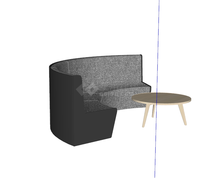 扇形款式沙发茶几休闲椅su模型-图一
