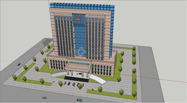 一栋多层的豪华的办公楼su模型-图二