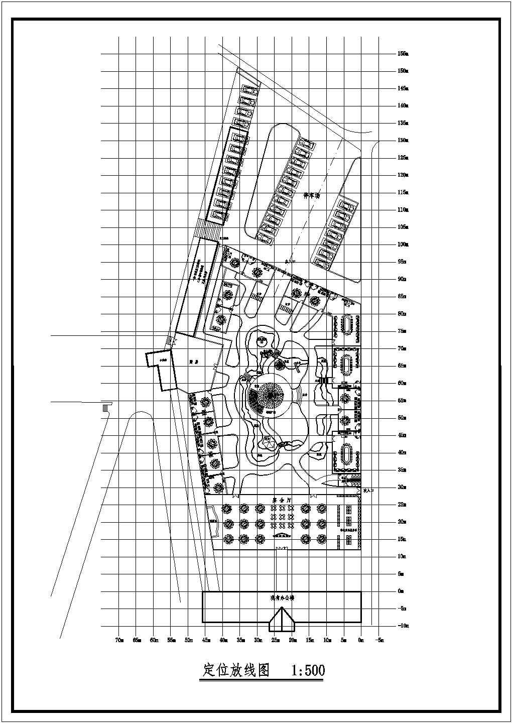 某生态游园餐厅绿化规划设计cad施工总平面图（甲级院设计）