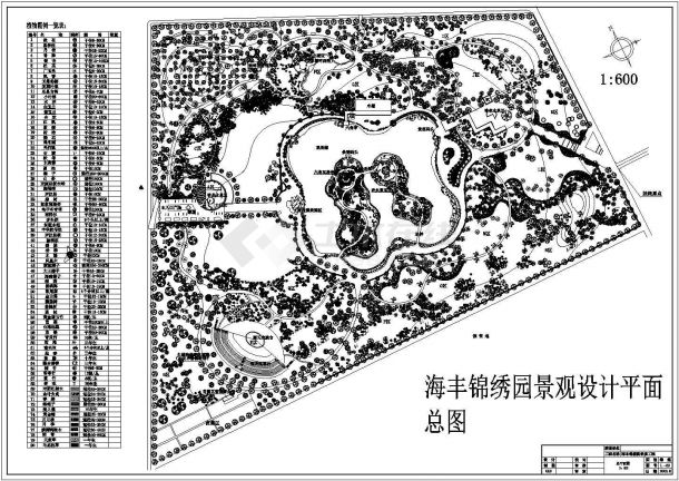 海丰锦绣园景观设计cad总平面施工图（标注详细）-图一