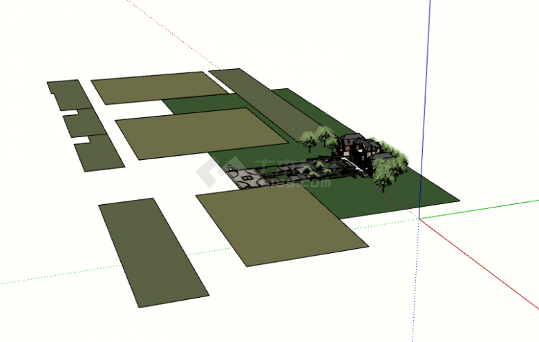 田园式简约小型别墅su模型-图二