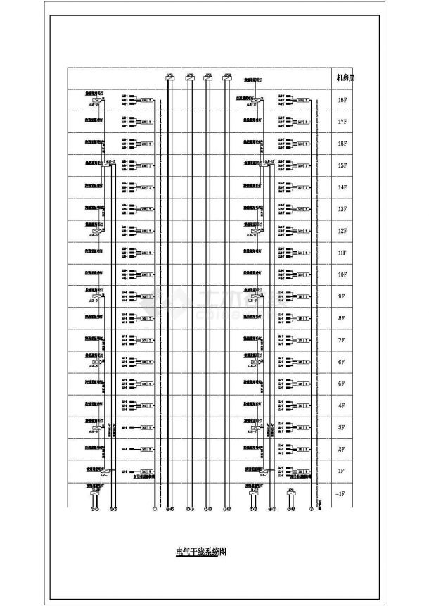 某框架结构高层住宅楼配电设计cad全套电气施工图 (含设计说明，含弱电设计)-图一