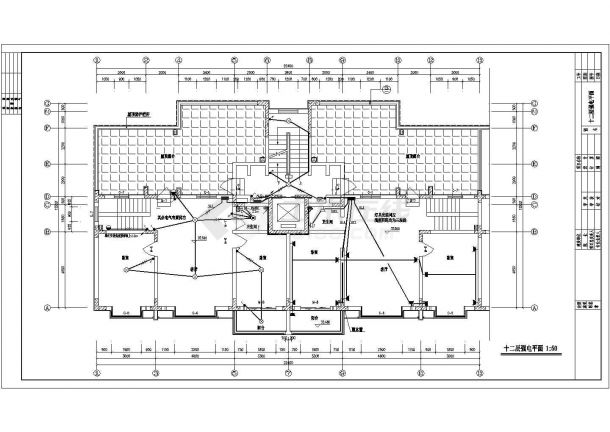 某高层剪力墙结构住宅楼配电设计cad全套电气施工图（含设计说明，含弱电设计）-图二