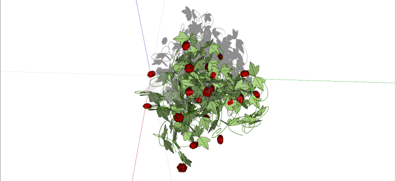 葫芦科红色茅莓花卉灌木su模型-图二