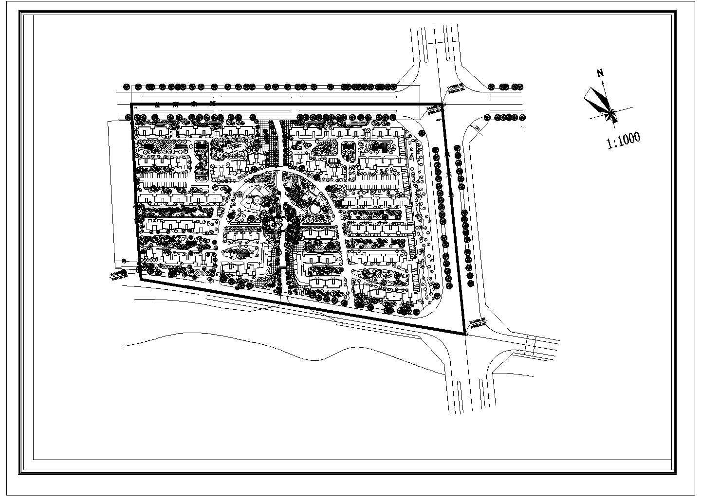 某小区规划及景观绿化设计cad总平面施工图（甲级院设计）