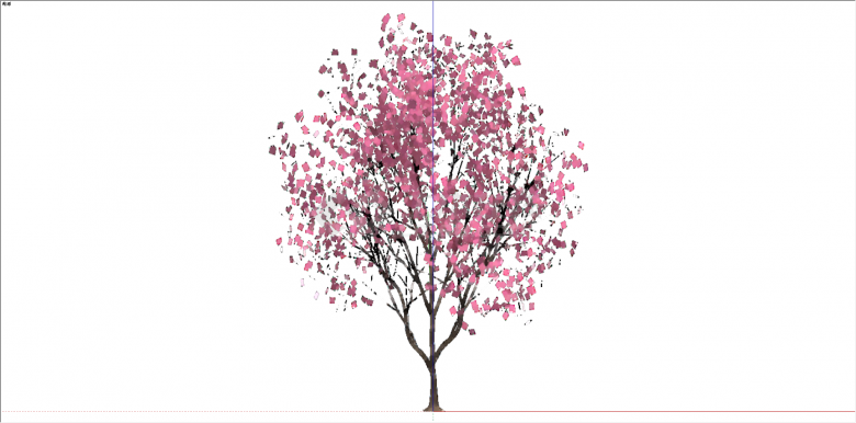 现代粉色叶乔木植物su模型-图一