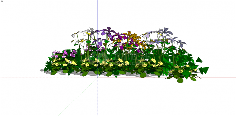 多色花卉灌木植物su模型-图一