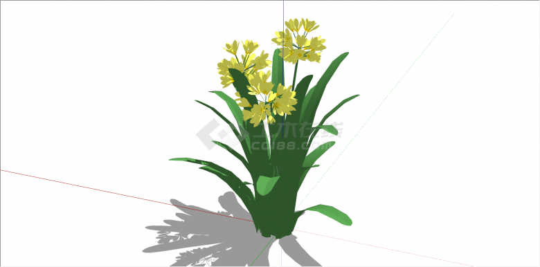 黄色花卉灌木植物su模型-图一