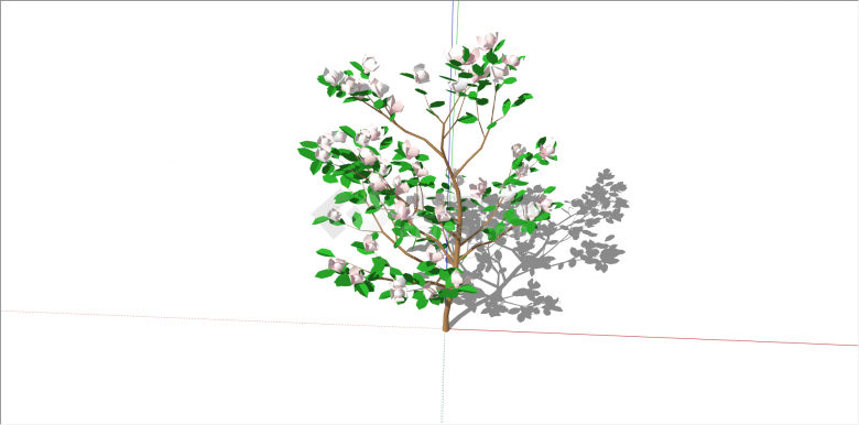 现代粉色花卉景观树su模型-图二