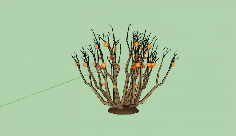 结果实灌木类植物剪影的SU模型-图一