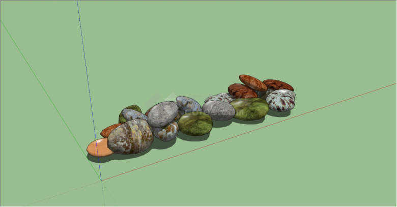 聚集式珍贵假山鹅卵石su模型-图二