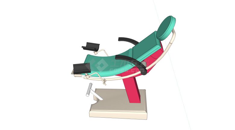 红绿配色医用半躺椅医疗器械su模型-图二