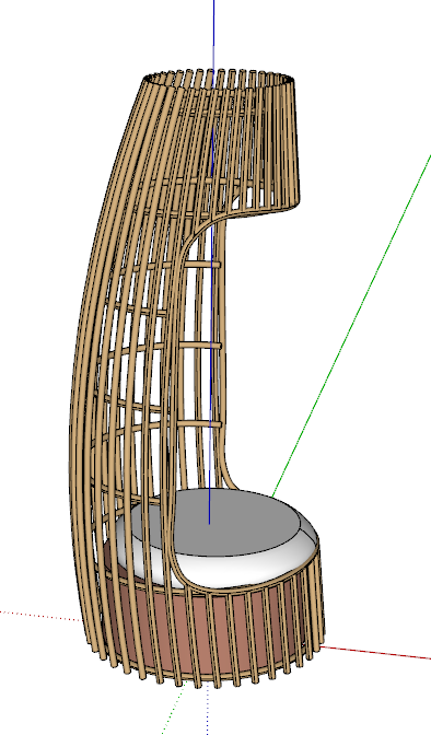 简约创意木质单人吊椅su模型-图一