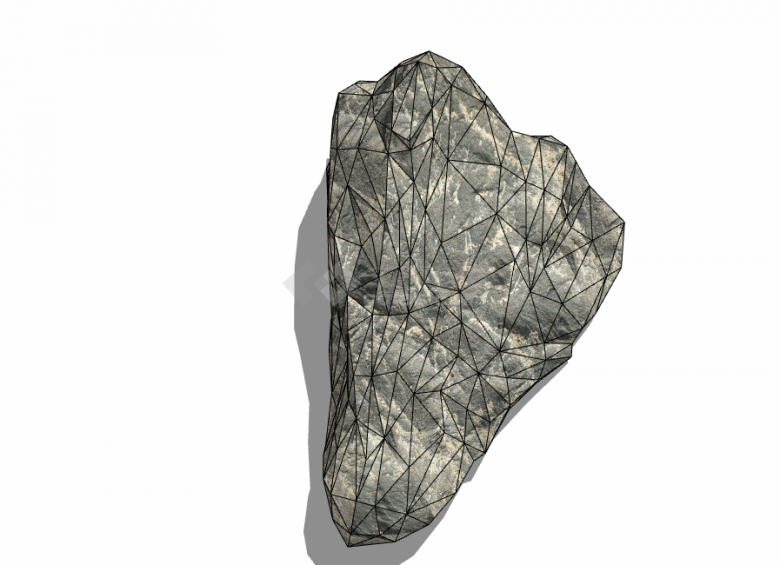 一块灰色的异形的石头su模型-图二