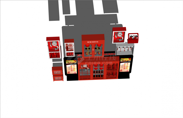 多种现代红色消防器材集合su模型-图二