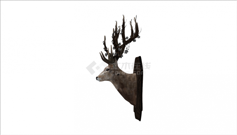 现代生动鹿头抽象艺术雕塑su模型-图一