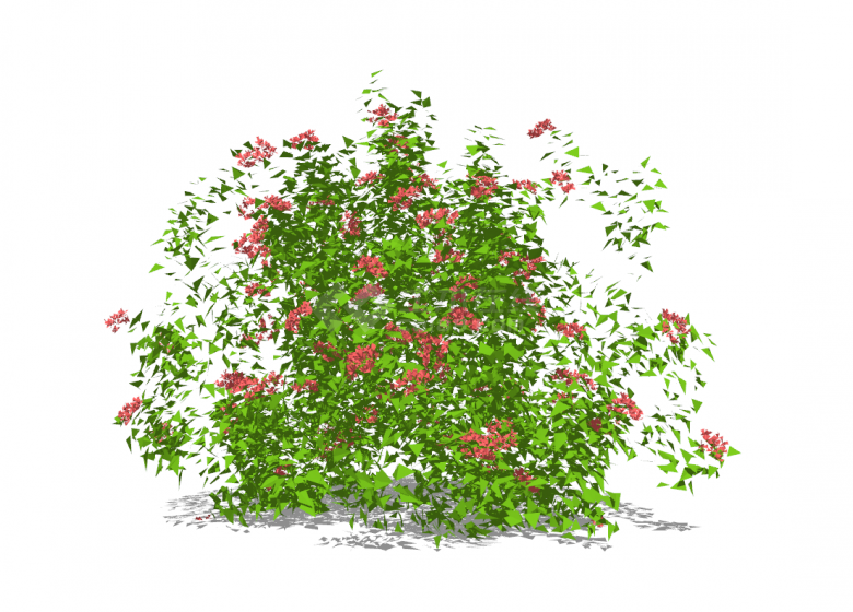 红色小花茂盛叶片灌木su模型-图二