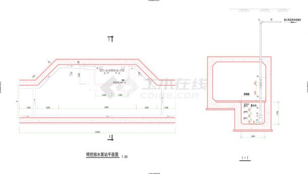 09-排水泵站工艺设计图（明挖泵站）CAD-图一