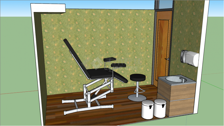 医疗器械带洗手台带座椅设备su模型-图二