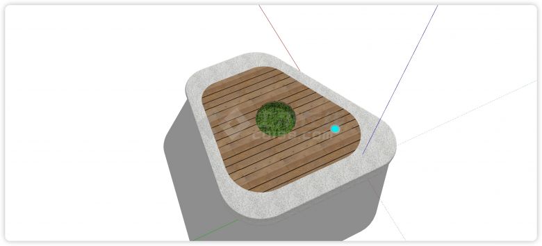 圆角梯形异形树池座椅su模型-图二