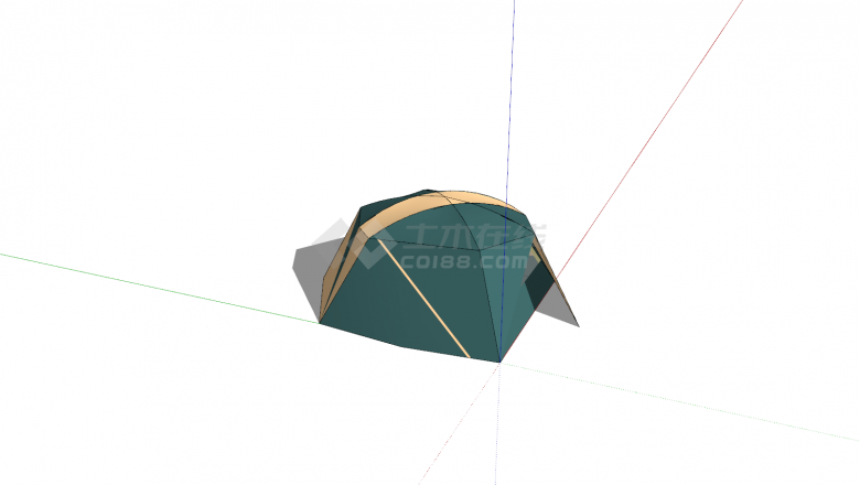 帐篷六边形篷顶绿色肤色拼接su模型-图二