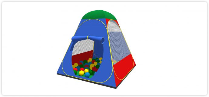 彩色带网格儿童帐篷su模型_图1