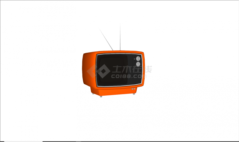 橙色外观复古电视机su模型-图二