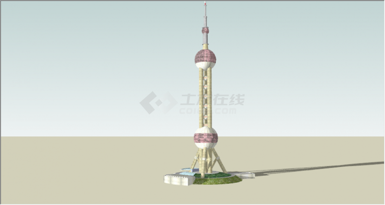 上海东方明珠电视塔su模型-图一