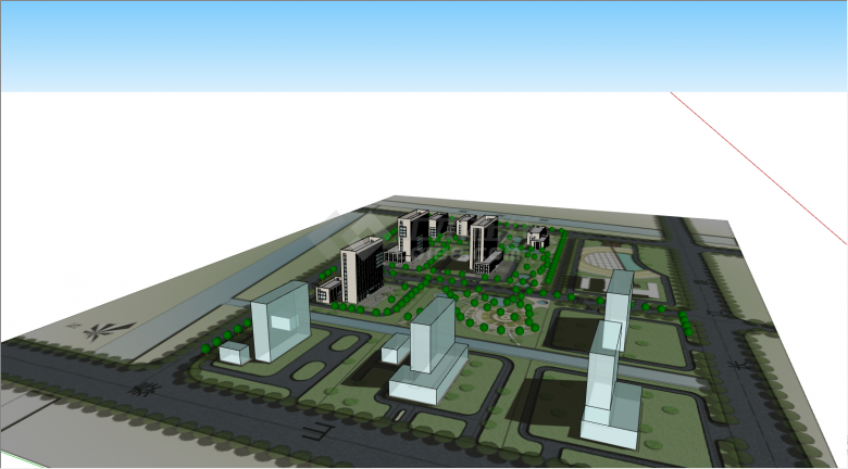 多栋的高层的行政办公区.su模型-图二