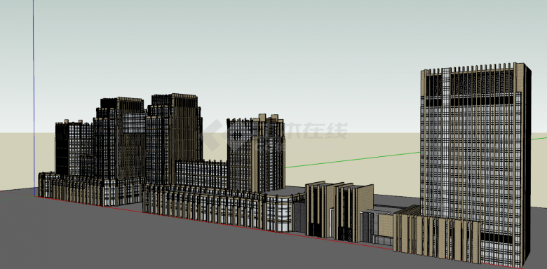 现代城市居民办公大楼区su模型-图二