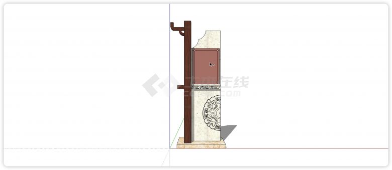 中式复古大理石指示牌su模型-图一