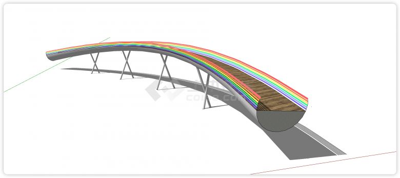 彩虹围栏半圆形景观桥su模型-图二