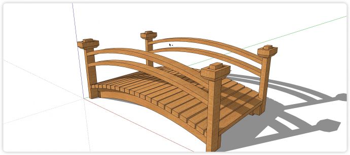 黄色实木缝隙木板桥面木桥su模型_图1