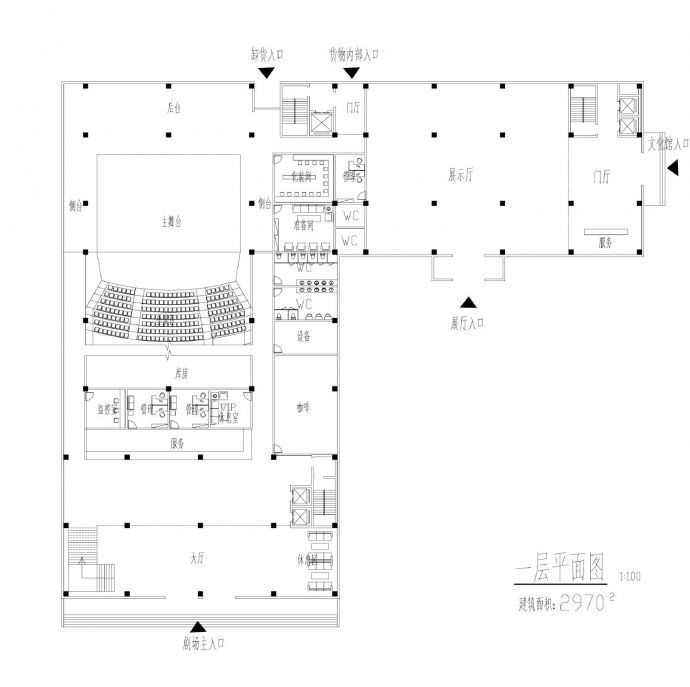 文化馆建施平面CAD图纸_图1