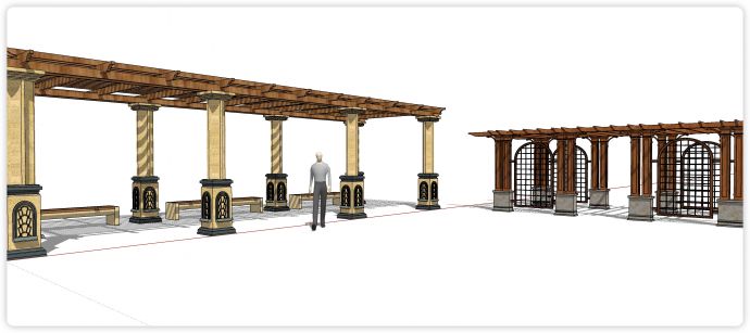 拱形门框造型欧式廊架su模型_图1